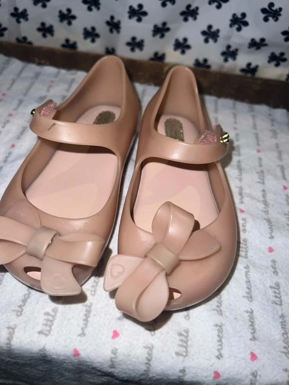 Mini melisaGirls Nude Pink Jelly Mary Jane Flats with Bow